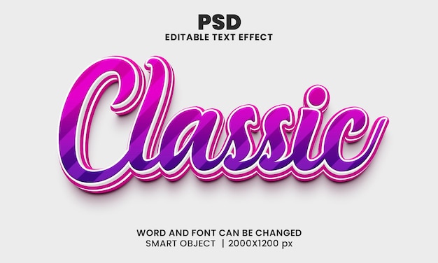 PSD klassischer 3d-bearbeitbarer photoshop-texteffektstil mit modernem hintergrund