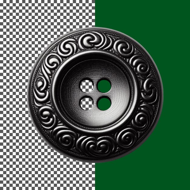 Klassischer schwarzer Knopf für Kleidung und Accessoires auf durchsichtigem Hintergrund png psd