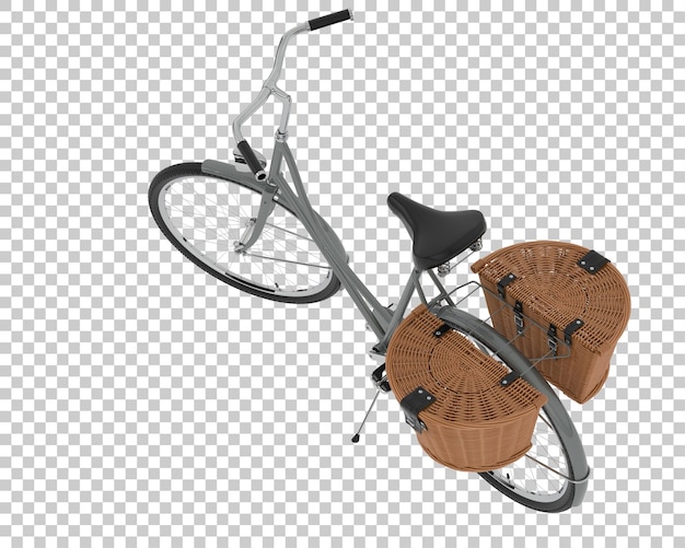 PSD klassisches fahrrad mit korb isoliert auf transparentem hintergrund 3d-darstellung