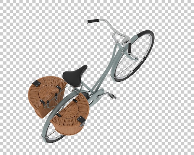 PSD klassisches fahrrad mit korb isoliert auf transparentem hintergrund 3d-darstellung