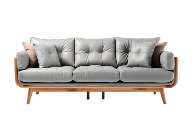Klassisches graues Sofa mit Holzbeinen, AI-generiertes Bild