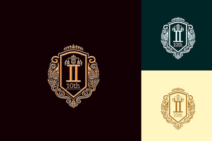 PSD klassisches logo mit text 10. emblem logo mit einem wappen form ein vektor abstraktes design sammlungen