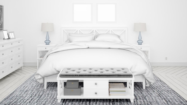 Klassisches Schlafzimmer oder Hotelzimmer mit Doppelbett und eleganten Möbeln