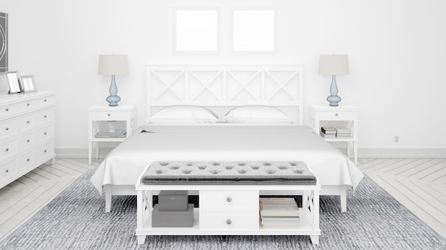 Klassisches Schlafzimmer oder Hotelzimmer mit Doppelbett und eleganten Möbeln