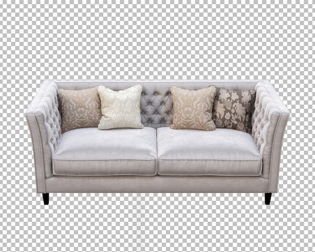 Klassisches Sofa im Wohnzimmer in 3D-Rendering isoliert