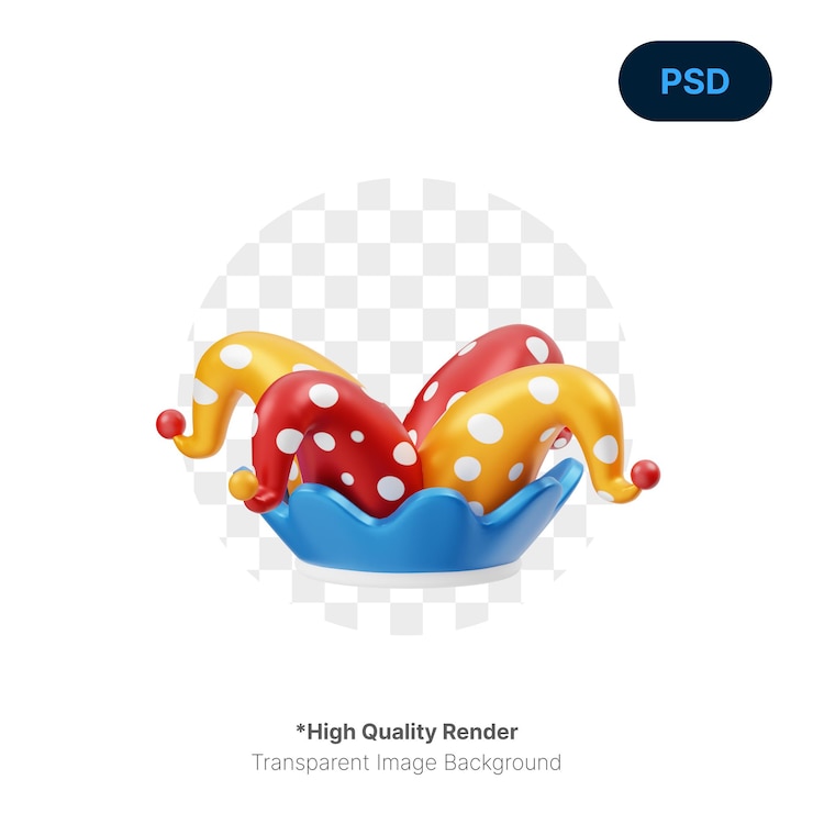 PSD klaunský klobouk 3d icon premium psd