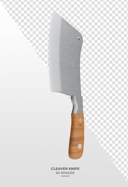 Kleidermesser mit Holzgriff in 3D-Rendering mit durchsichtigem Hintergrund
