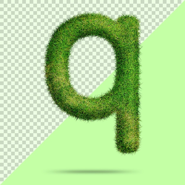 Kleinbuchstabe q mit realistischem 3D-Gras