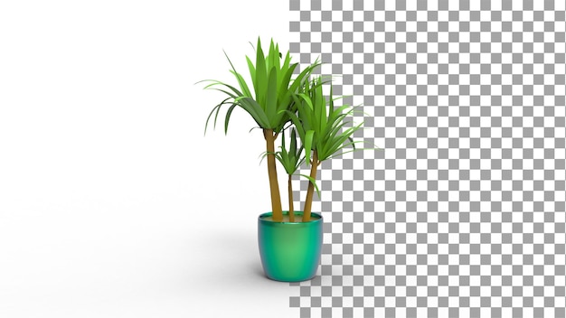 Kleine palme auf topf mit schatten 3d render