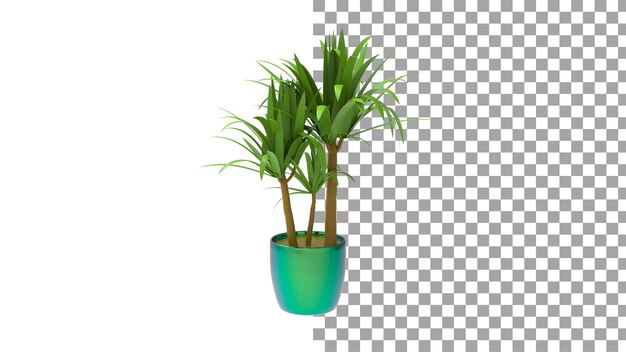 PSD kleine palme auf topf ohne schatten 3d-rendering