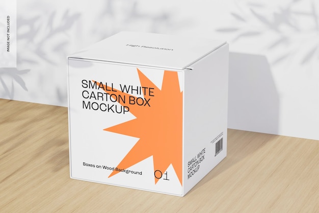 Kleine weiße Kartonbox Mockup, linke Ansicht