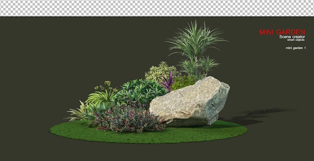 Kleiner Garten mit Steinen und Zierpflanzen