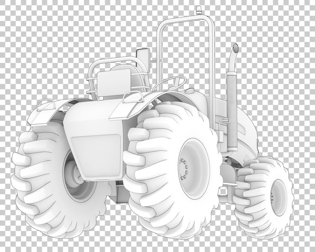 Kleiner traktor auf transparentem hintergrund 3d-darstellung
