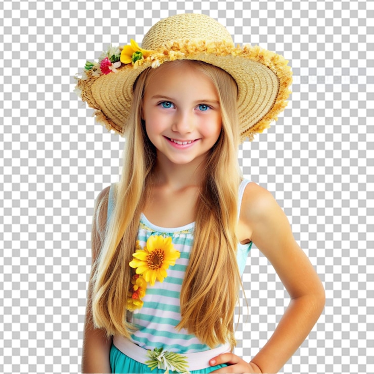 PSD kleines mädchen mit sommerhut
