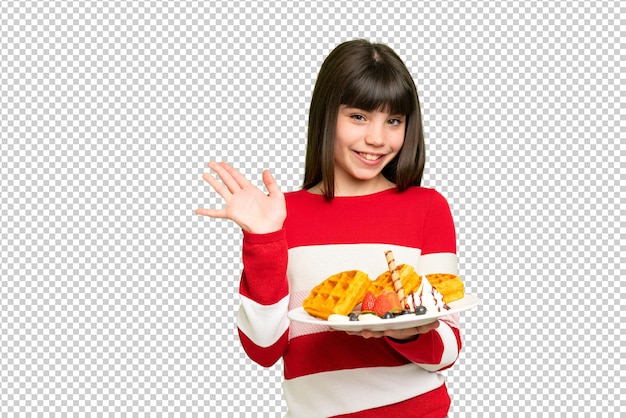 Kleines Mädchen über isolierter grüner Chroma-Schlüssel-Hintergrund
