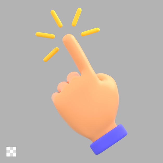 Klicken sie mit der hand auf das 3d-symbol