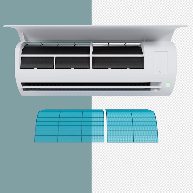 PSD klimaanlage mit herausgezogenen filtern ohne hintergrund 3d