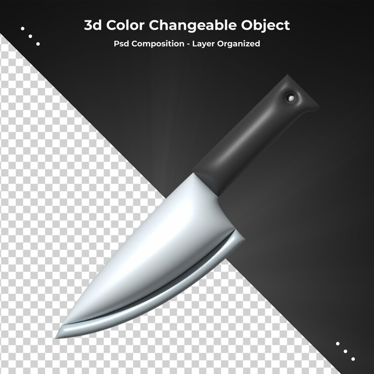 PSD knife 3d rendering symbol for psd composition