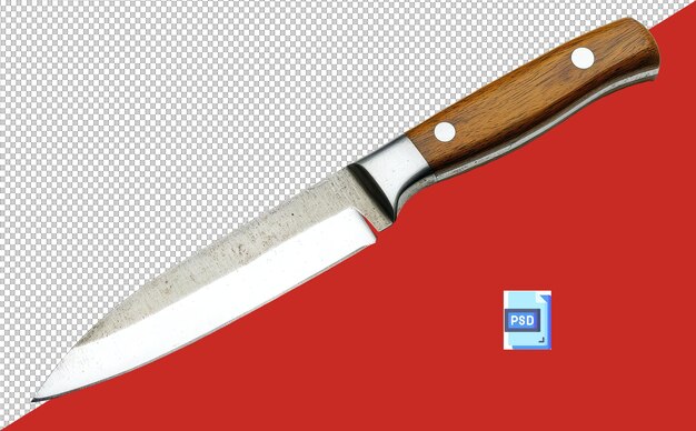 Knife with wooden handle Transparent background