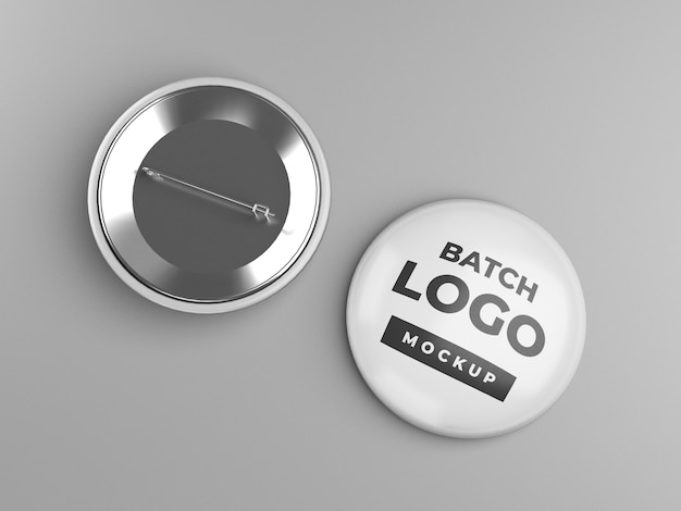 Knopfabzeichen oder Pinback-Modelldesign, Vorder- und Rückansicht