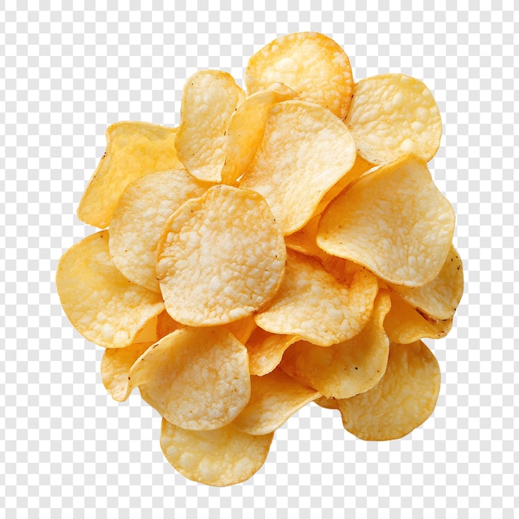 PSD knusprige kartoffelchips png isoliert auf durchsichtigem hintergrund
