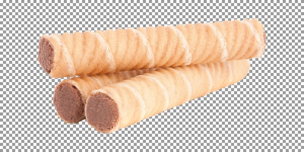 Knusprige Waffelstangen isoliert auf transparentem Hintergrund