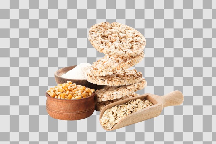 PSD knuspriges png-brot mit weizen- und maismehl auf weißem hintergrund