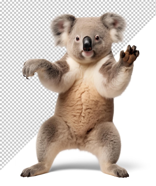 PSD koala de pé e dançando