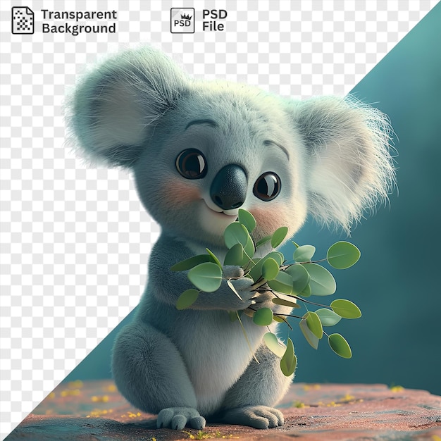 PSD koala dévorant une branche d'arbre