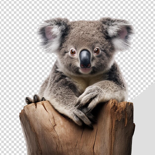 PSD koala em um ramo isolado em fundo transparente