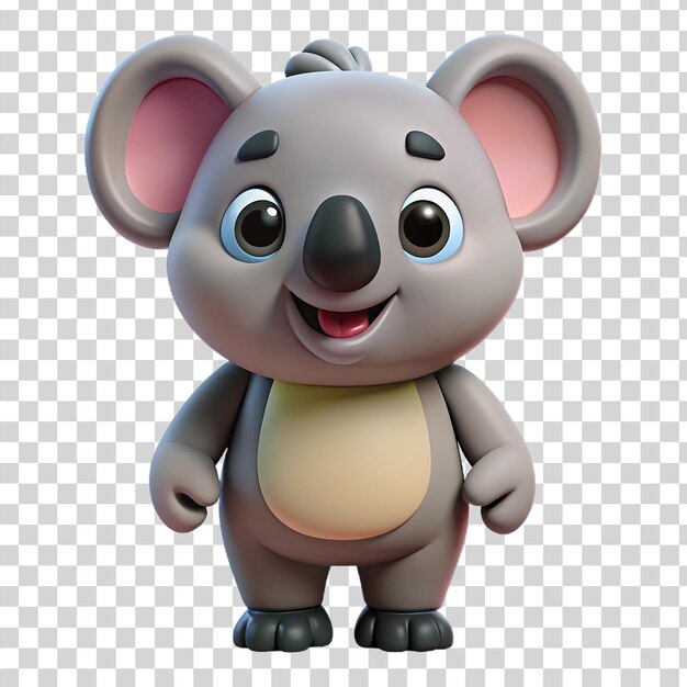 PSD koala feliz en 3d aislado sobre un fondo transparente