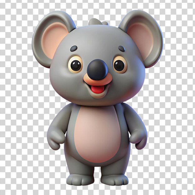 Koala feliz en 3d aislado sobre un fondo transparente