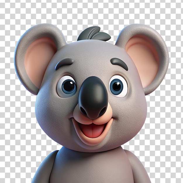 PSD koala feliz aislado sobre un fondo transparente