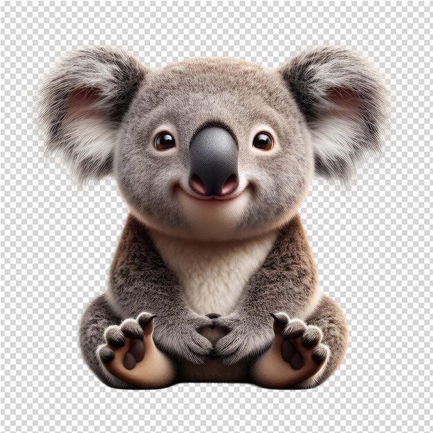 PSD un koala avec un joli visage et un grand sourire sur son visage