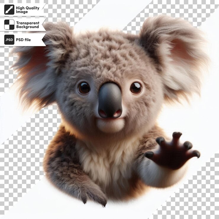 PSD un koala con un letrero que dice koala en él