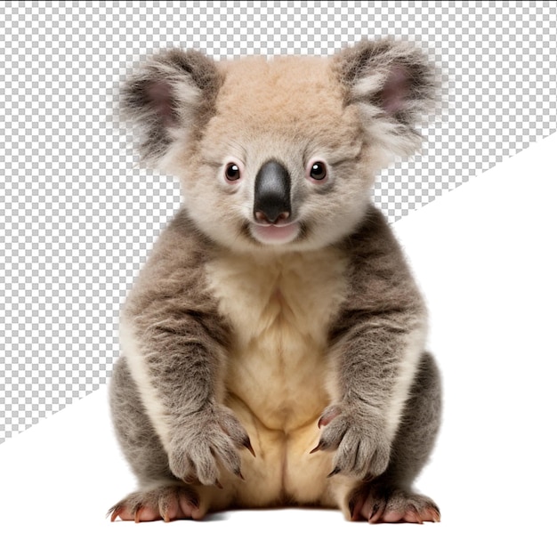 PSD un koala avec un nez noir et un fond blanc