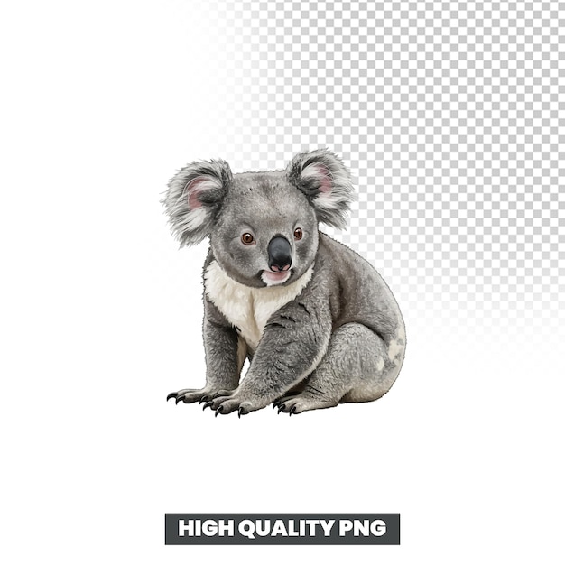 Koala realista sentado em branco