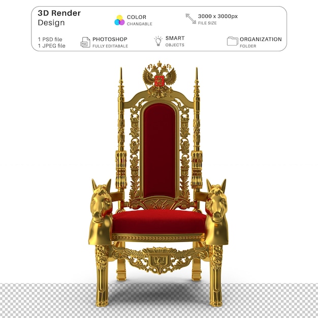 PSD königlicher sessel 3d-modellierung psd-datei realistische könige königlicher sessel