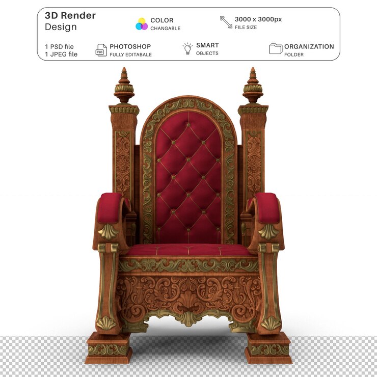 PSD königlicher sessel 3d-modellierung psd-datei realistische könige königlicher sessel
