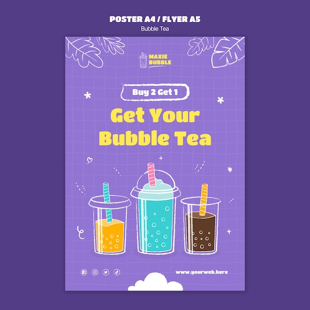 Köstliche bubble tea-plakatvorlage