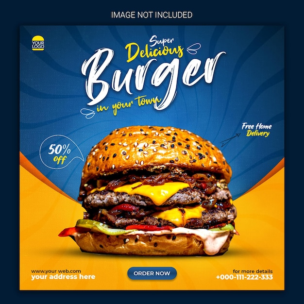 köstliche burger-social-media-lebensmittelvorlage