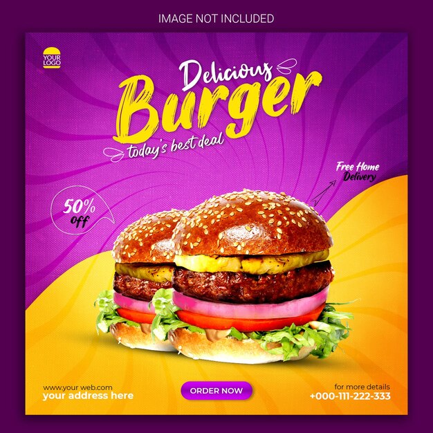 köstliche burger-social-media-post-banner-vorlage