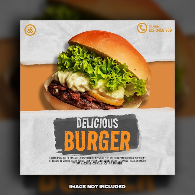 köstliche Burger Social Media Post Template Promotion