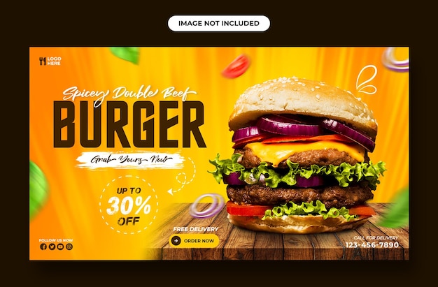 PSD köstliche burger- und fast-food-menü-web-banner-vorlage