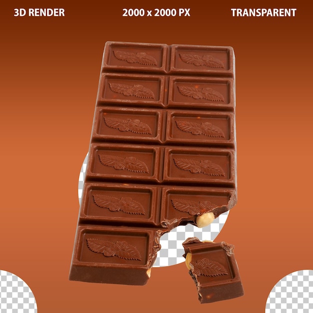 Köstliche dunkle Schokoladenstücke auf isolierter, durchsichtigem Hintergrund