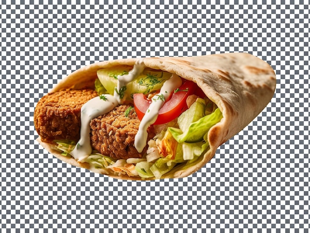 Köstliche falafel-pita-tasche isoliert auf transparentem hintergrund