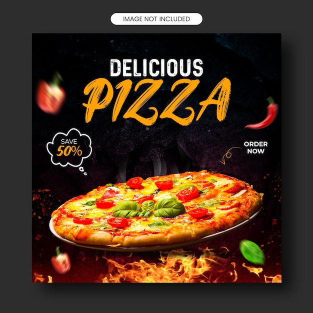 Köstliche Pizza-Essen-Social-Media-Werbung und Instagram-Banner-Post-Design-Vorlage