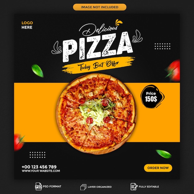 Köstliche Pizza Fast-Food-Menü und Restaurant Social Media Instagram Post Template Banner psd