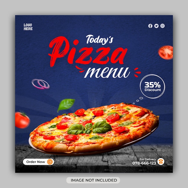 Köstliche Pizza-Lieferungs-Werbebanner für soziale Medien oder Instagram-Geschichten-Templte