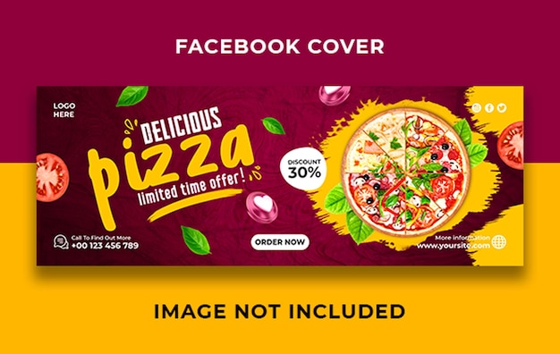 Köstliche pizza-menü-facebook-cover-banner-vorlage